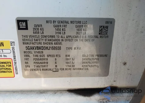 2017 Buick Enclave Leather from USA, damaged, VIN 5GAKVBKD3HJ168938